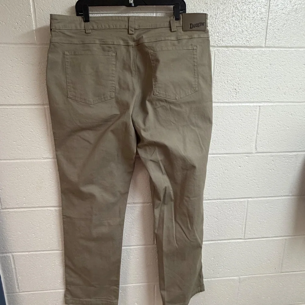Duluth Mens Flex Fire Hose Work Pants 42x34Tan Khaki Durable Utility Gorpcore